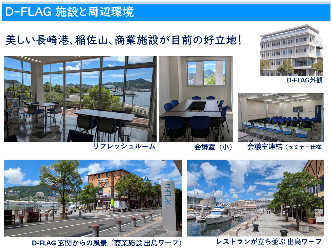 D-FLAG施設と周辺環境 美しい長崎港、稲佐山、商業施設が目前の好立地