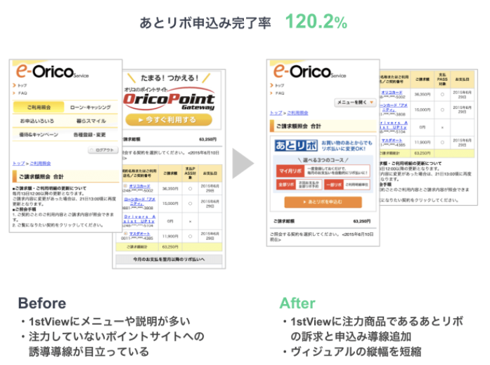 同社HP掲載の顧客企業の申し込みフォームの改善例